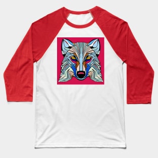 Comic Book Art Wolf Face Baseball T-Shirt